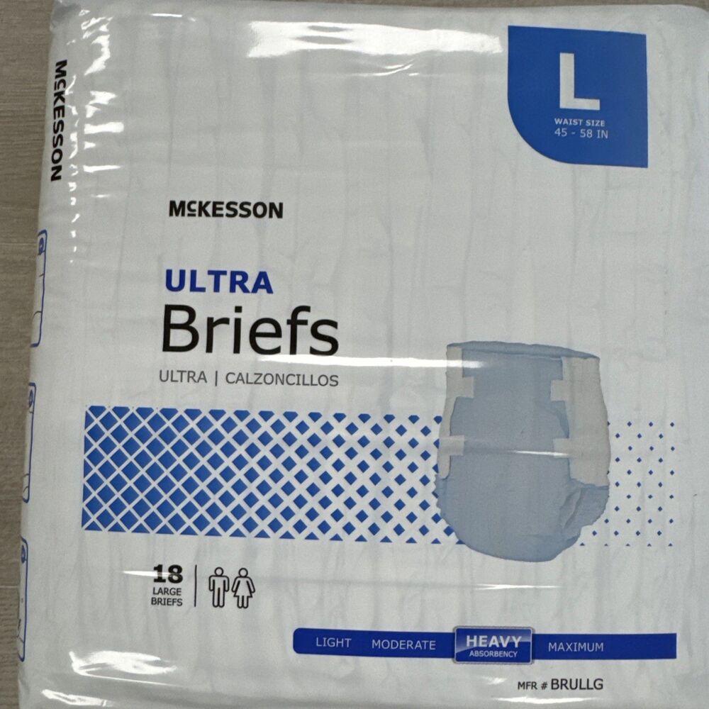 McKesson Ultra Briefs Large 36 Total 2 Packs 18 Count Incontinence New